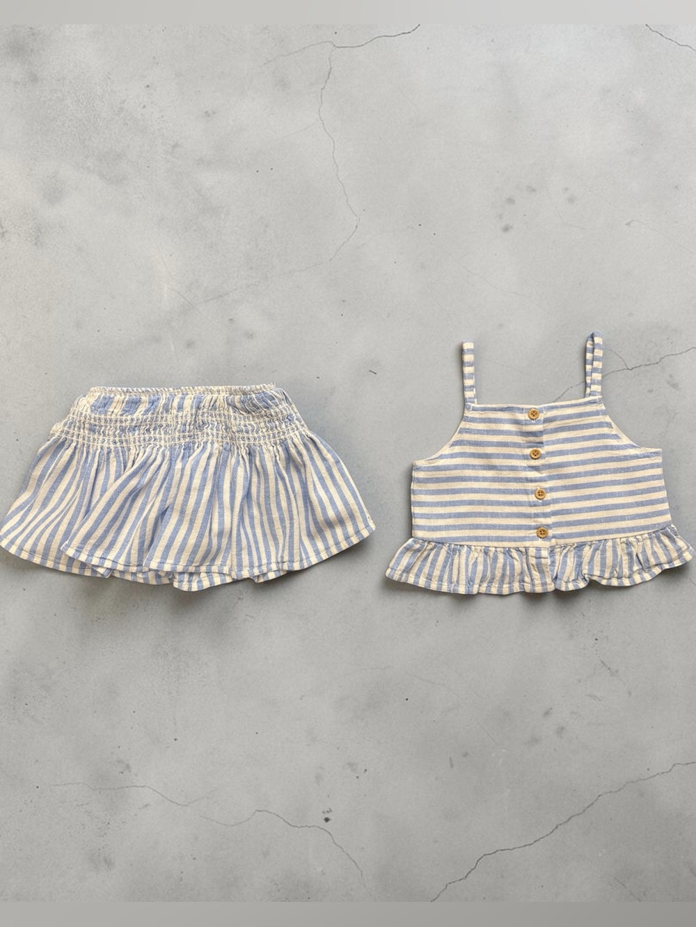 Cat & Jack Blue and White Striped Ruffle Top & Skort Set